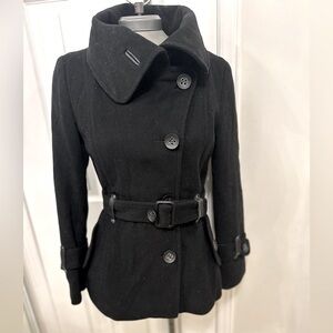 Mackage Elegant Black Belted Pea Coat